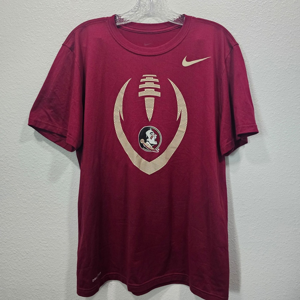 Nike Florida State Seminoles FSU Dri-FIT T-Shirt Mens Large Garnet Maroon Gold